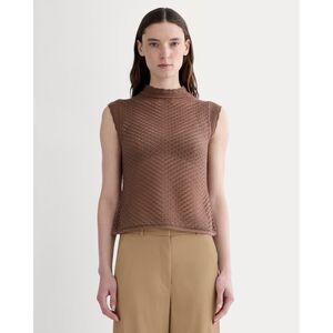 Everlane The Lace Knit Tank Top Mocha Brown Organic Cotton Sleeveless Sweater L